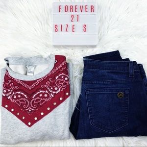 Gray with Red bandana Long sleeve sweater 🍂